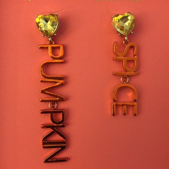 Betsey Johnson It’s Fall Y’All Orange Pumpkin Spice Mismatch Drop Earrings NIB - Picture 7 of 13